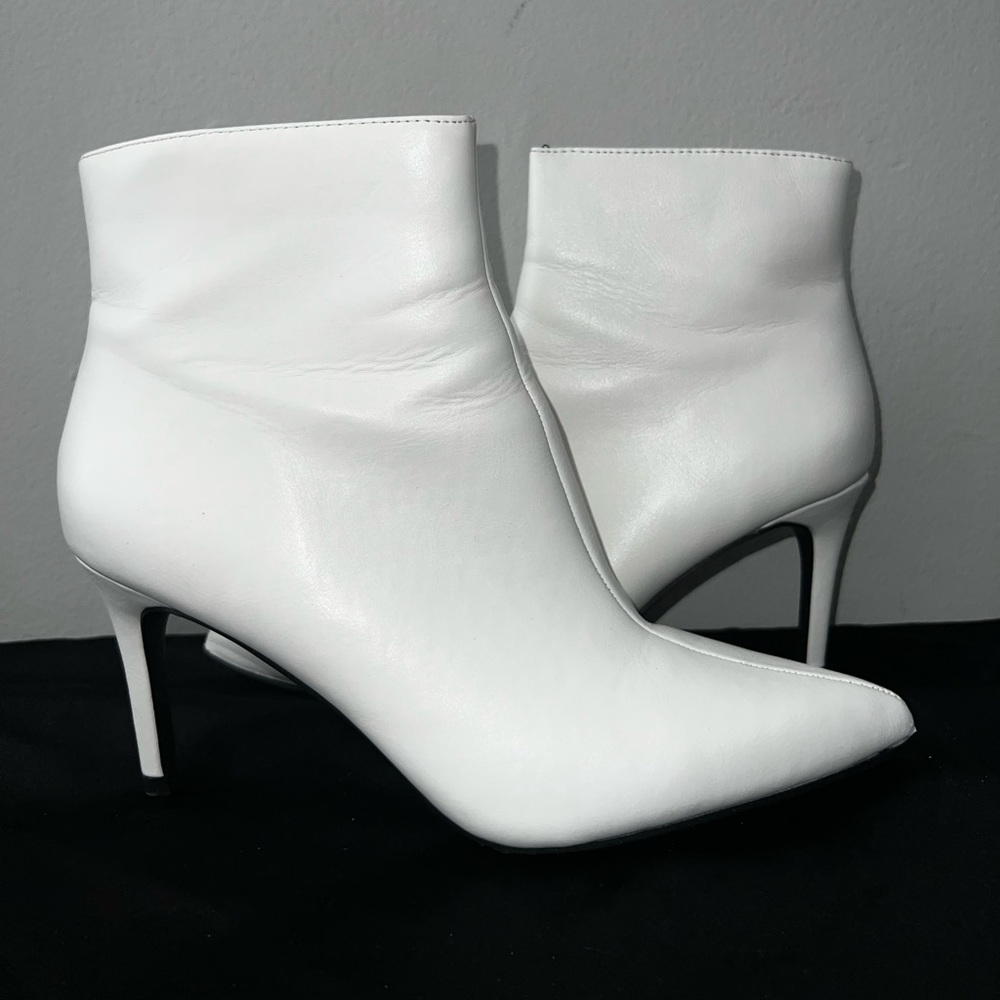 Modern White Heeled Ankle Boots
